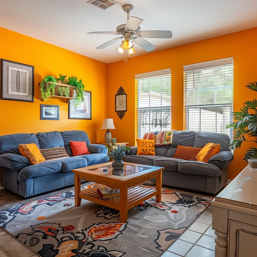 Vibrant living room with freshly painted walls in a Kerrville home, showcasing a cozy and inviting atmosphere