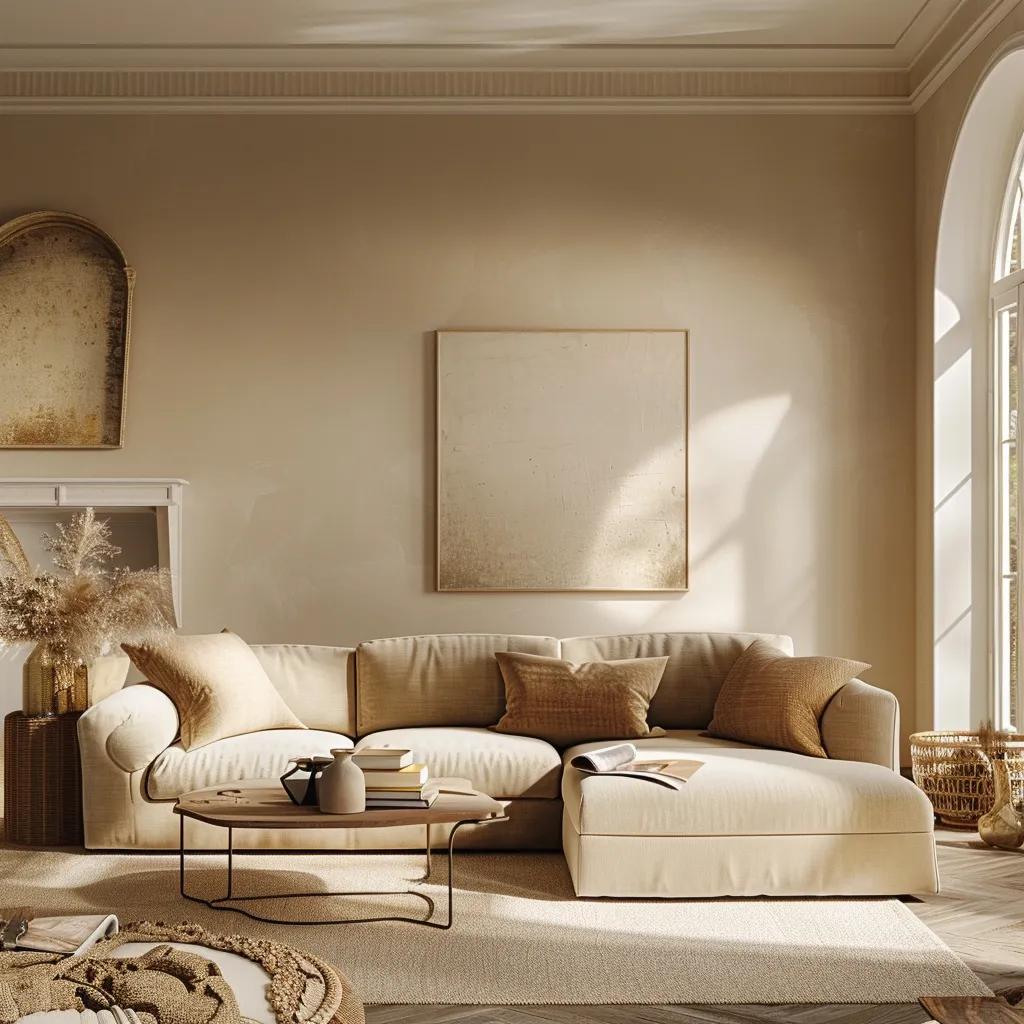 Cozy living room with various interior paint finishes showcasing matte, eggshell, and satin sheens