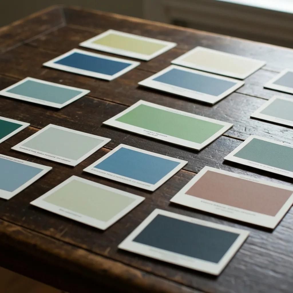 A curated selection of authentic historic paint color swatches, reflecting the rich heritage of Fredericksburg residences